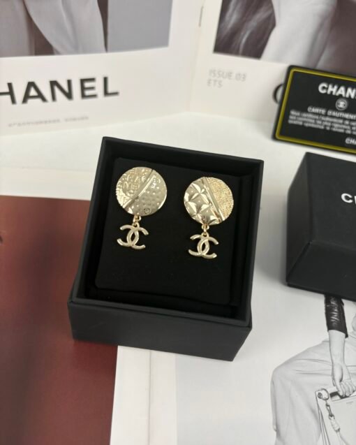 Chanel new style round diamond letters AB double c earrings