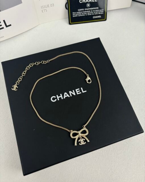Chanel new style bow double c full diamond necklace - Image 4