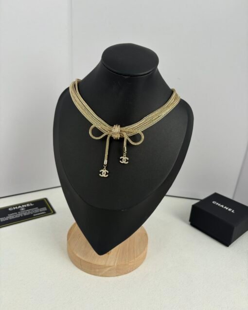 Chanel new style, heavy industry five-layer chain, bow pendant, necklace
