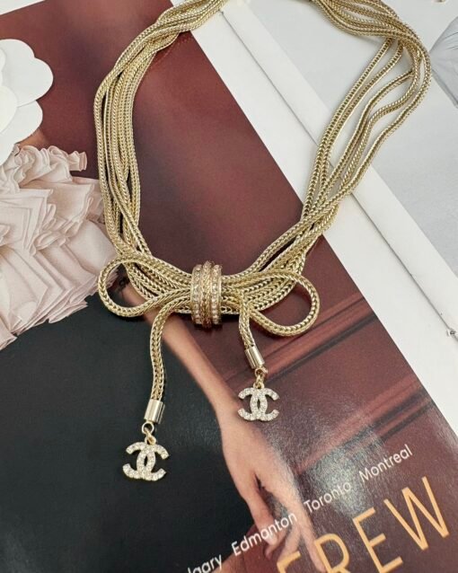 Chanel new style, heavy industry five-layer chain, bow pendant, necklace - Image 4