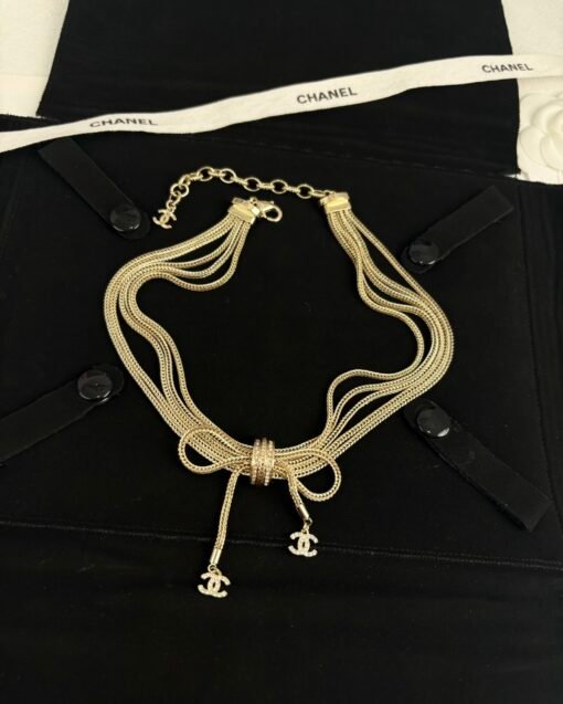 Chanel new style, heavy industry five-layer chain, bow pendant, necklace - Image 2