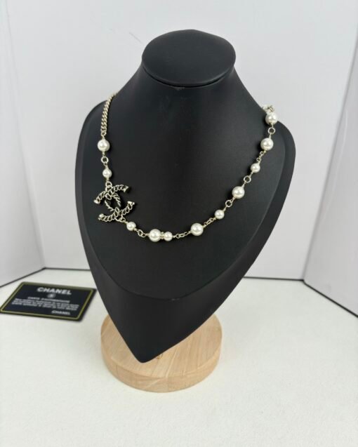 Chanel new fashionable and versatile leather pearl double c necklace - Image 2