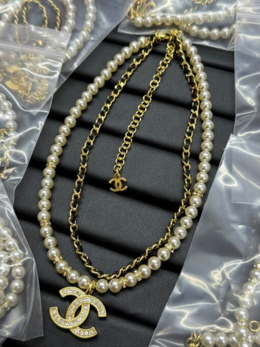 Chanel new double-layer leather pearl necklace - Image 2