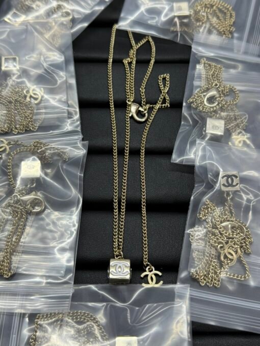 Chanel new square double c oil-drop necklace
