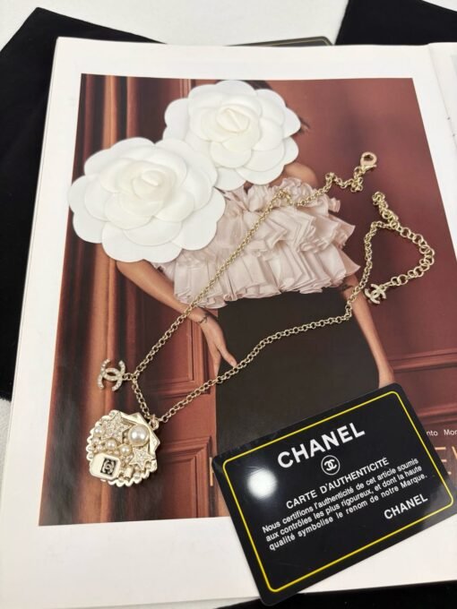 Chanel new style full diamond stars shell pearl small perfume bottle pendant simple necklace - 图片 6