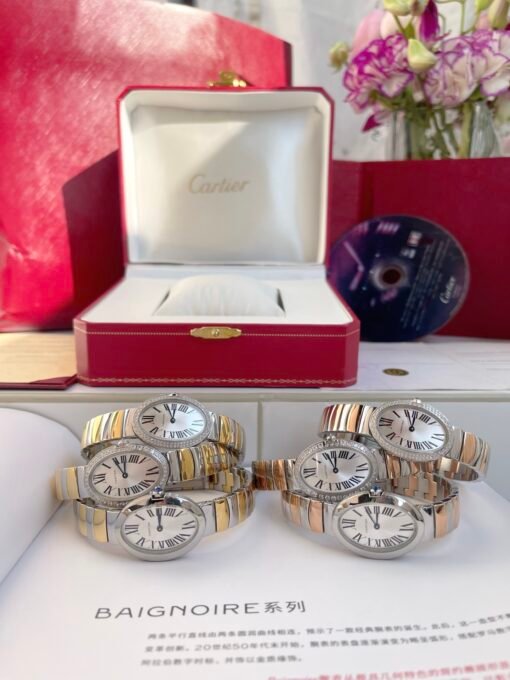 Silver and pinkgold for Baiignoir de Cartier/oval shape bracelet Watch - 图片 12