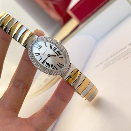 Silver and Gold for Baiignoir de Cartier/oval shape bracelet Watch - 图片 3