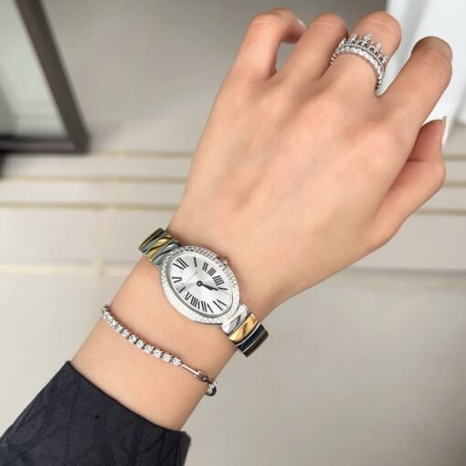 Silver and Gold for Baiignoir de Cartier/oval shape bracelet Watch - 图片 10