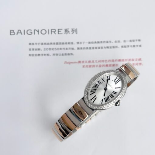 Silver and pinkgold for Baiignoir de Cartier/oval shape bracelet Watch - 图片 2