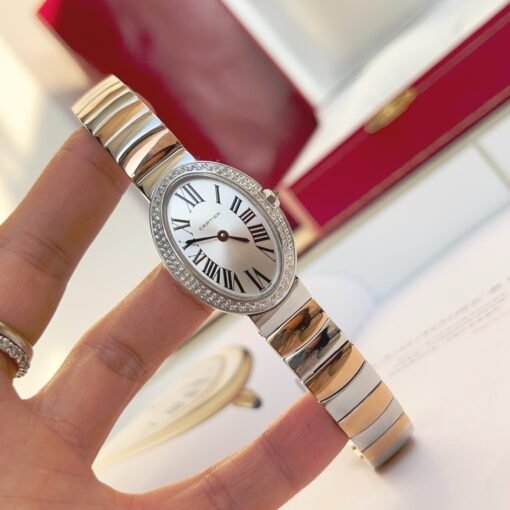 Silver and pinkgold for Baiignoir de Cartier/oval shape bracelet Watch - 图片 5