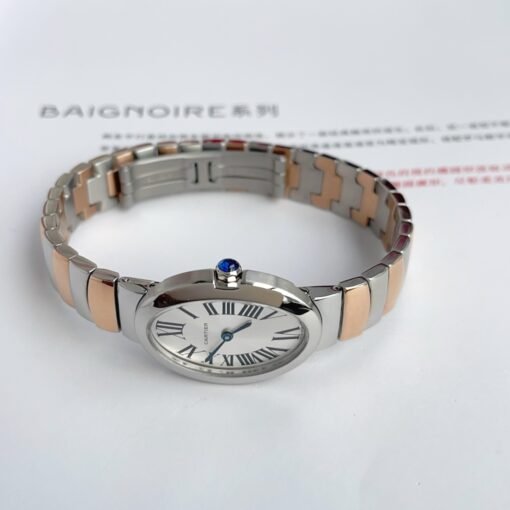 Silver and pinkgold for Baiignoir de Cartier/oval shape bracelet Watch - 图片 2