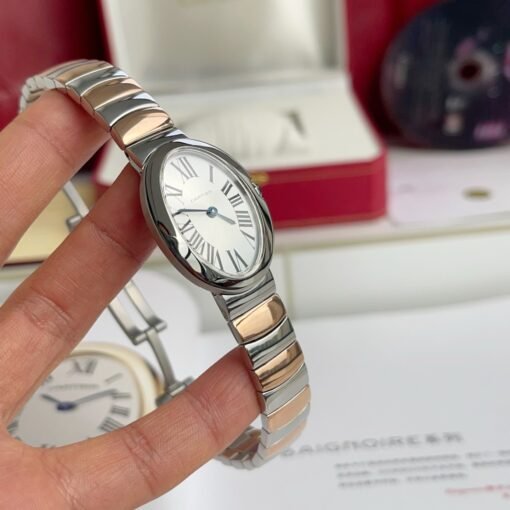 Silver and pinkgold for Baiignoir de Cartier/oval shape bracelet Watch - 图片 4