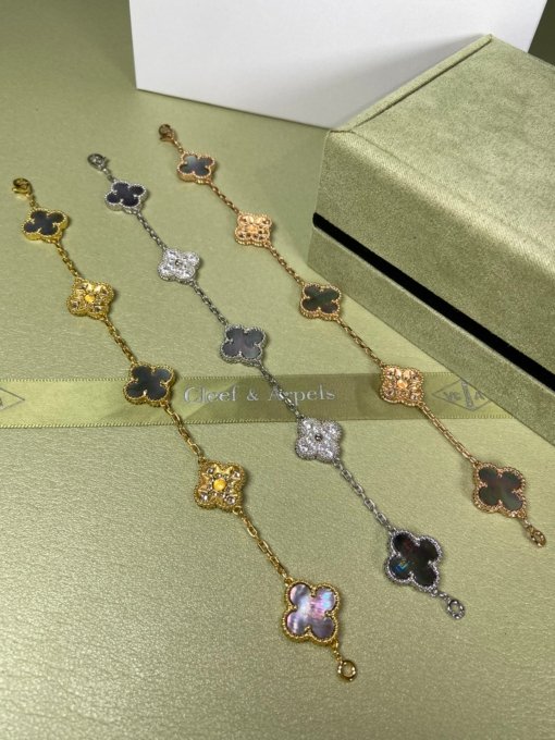 Van Clerk Arpel Bracelet VCA Five-flowered Fritillaria Diamond Bracelet Platinum Gold Rose Gold - Image 2