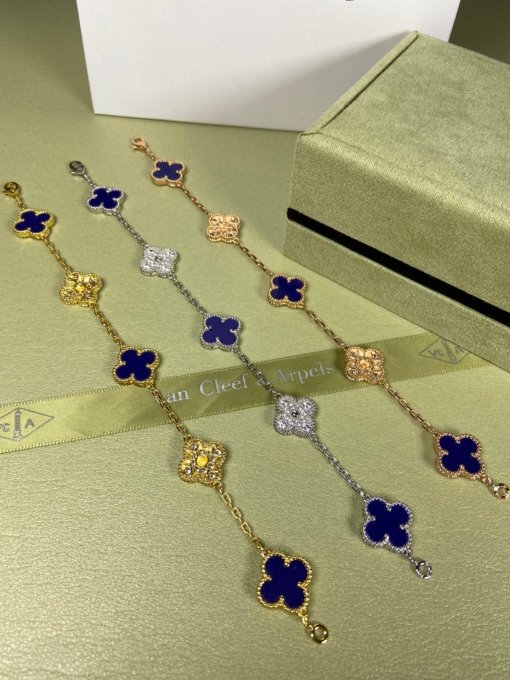 Van Clerk Arpel Bracelet VCA Five-flowered lapis lazuli diamond bracelet Platinum Gold Rose Gold - 图片 2