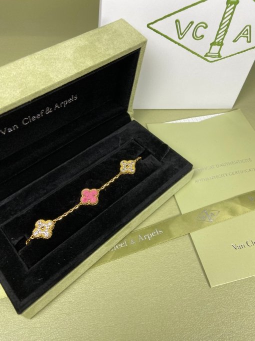 Van Cleef Arpels Bracelet VCA Five-flowered Rose Diamond Bracelet Platinum Gold Rose Gold - 图片 4