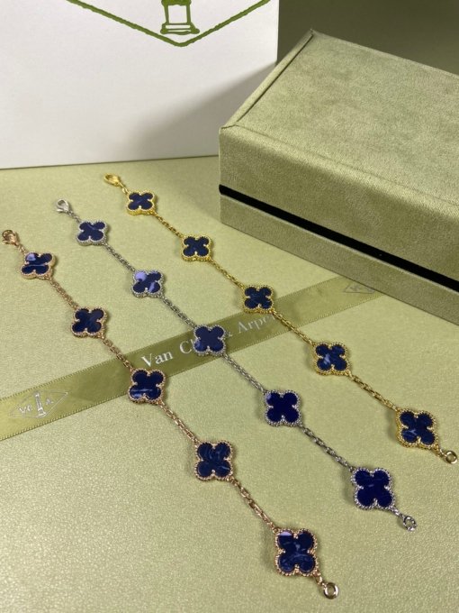 Van Cleef Arpels Bracelet VCA Five-color Peter Blue Stone Bracelet Platinum Gold Rose Gold