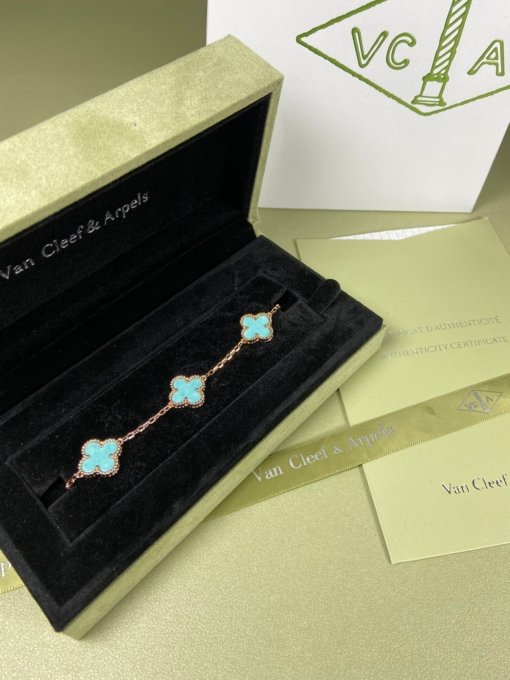 Van Clerk Arpel Bracelet VCA Five-color Turquoise Bracelet Platinum Gold Rose Gold - 图片 5