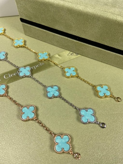 Van Clerk Arpel Bracelet VCA Five-color Turquoise Bracelet Platinum Gold Rose Gold - 图片 3