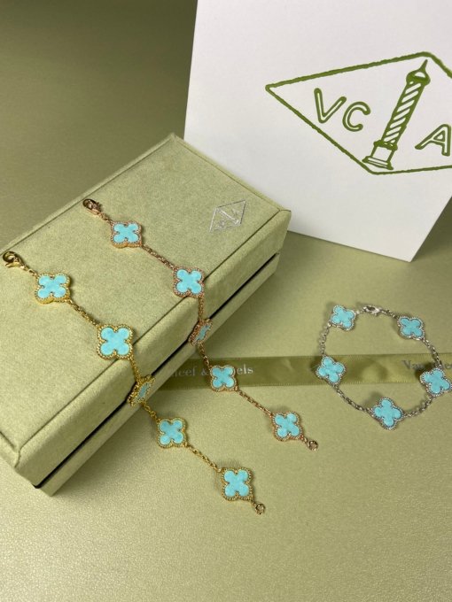 Van Clerk Arpel Bracelet VCA Five-color Turquoise Bracelet Platinum Gold Rose Gold - 图片 7