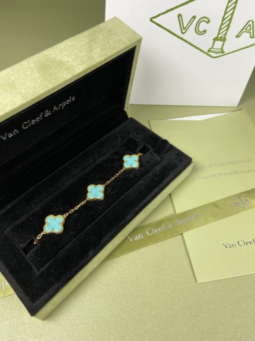 Van Clerk Arpel Bracelet VCA Five-color Turquoise Bracelet Platinum Gold Rose Gold - 图片 4