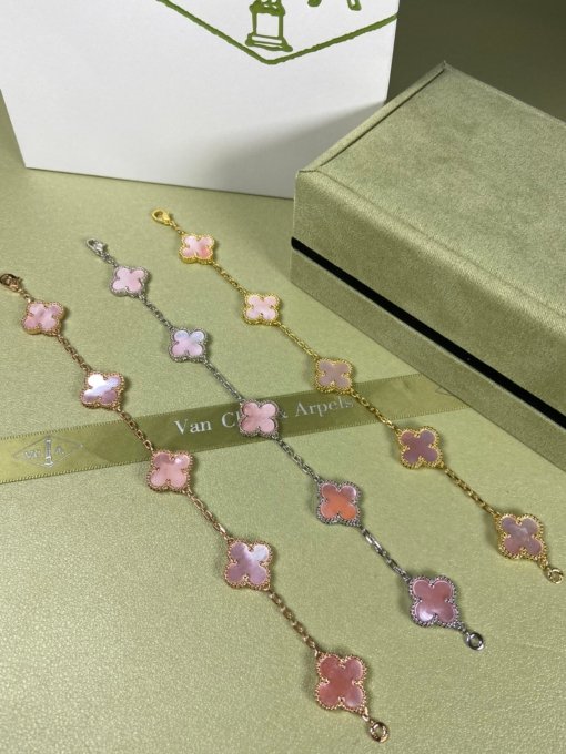 Van Clerk Arpel Bracelet VCA Pollen Shell Bracelet Platinum Gold Rose Gold