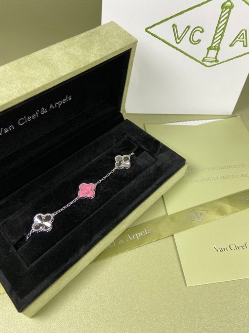 Van Clerk Arpel Bracelet VCA Five-flowered Rose Stone Laser Bracelet Platinum Gold Rose Gold - Image 6