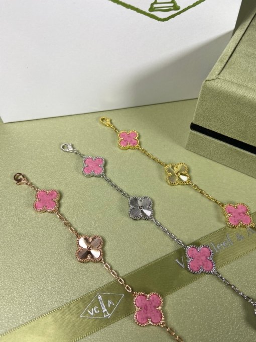 Van Clerk Arpel Bracelet VCA Five-flowered Rose Stone Laser Bracelet Platinum Gold Rose Gold - Image 2