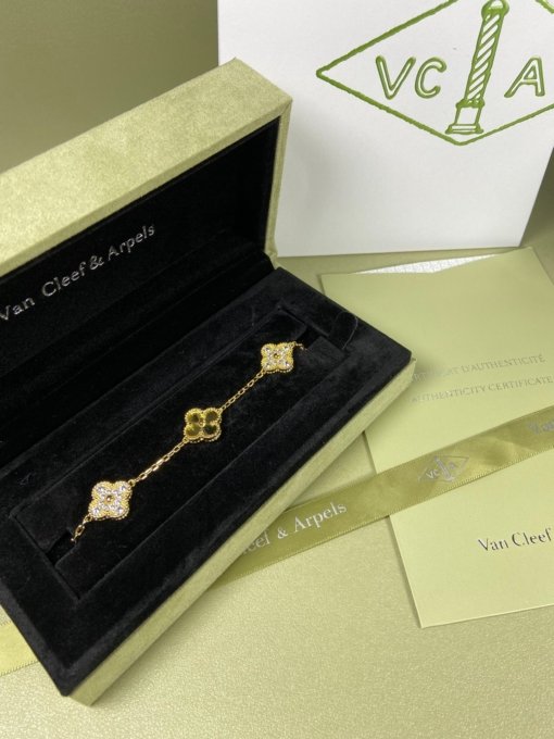 Van Clerk Arpel Bracelet VCA Five-flowered Laser Diamond Bracelet Platinum Gold Rose Gold - Image 5