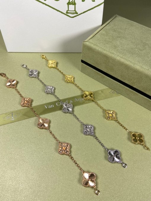 Van Clerk Arpel Bracelet VCA Five-flowered Laser Diamond Bracelet Platinum Gold Rose Gold - Image 2