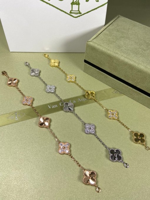 Van Clerk Arpel Bracelet VCA Five-flowered Laser Diamond Bracelet Platinum Gold Rose Gold