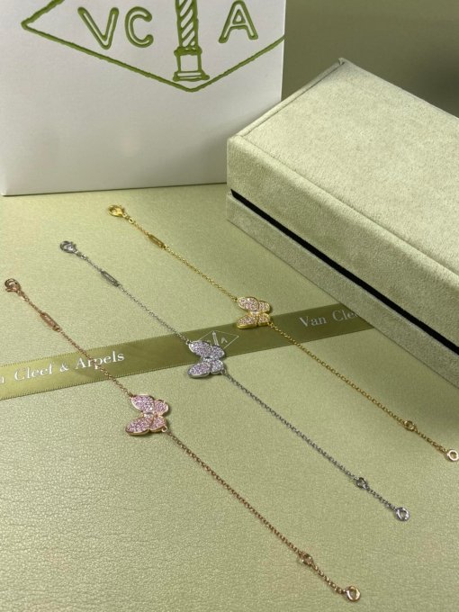 Van Cleef Arpels Bracelet VCA Butterfly Diamond Full Diamond Bracelet Platinum Gold Rose Gold