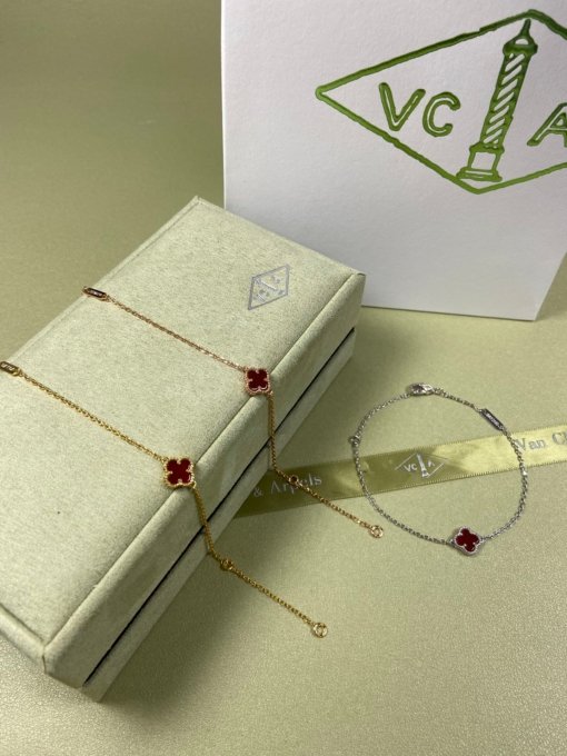 Van Clerk Arpel Bracelet VCA Four-leaf Crop Mini Rose Bracelet Platinum Gold Rose Gold - 图片 7
