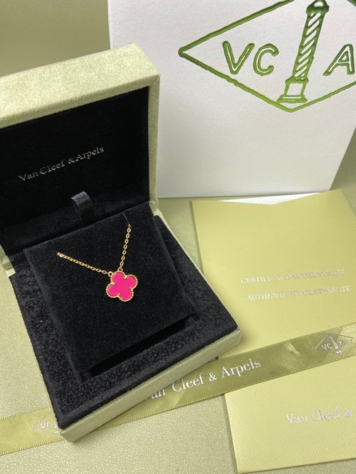 Van Clerk Arpel Necklace VCA Four-leaf Crop Medium Red Sea Necklace Platinum Gold Rose Gold - 图片 6