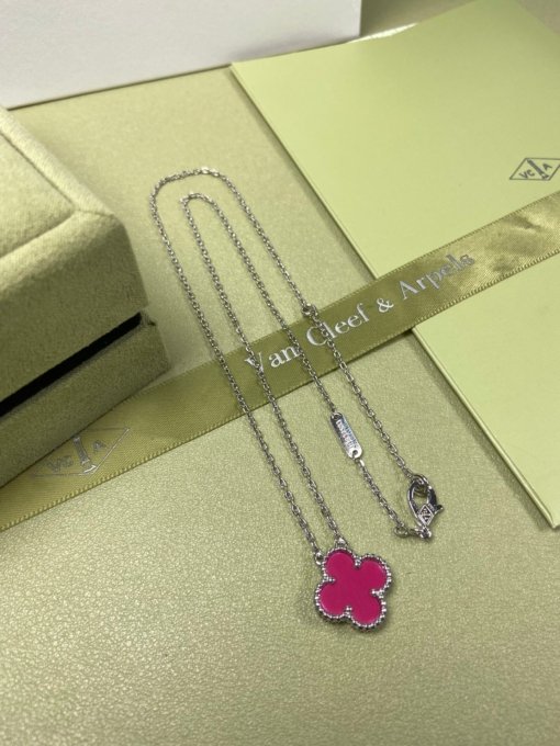 Van Clerk Arpel Necklace VCA Four-leaf Crop Medium Red Sea Necklace Platinum Gold Rose Gold - 图片 3