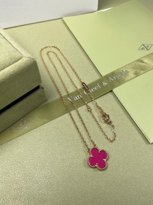 Van Clerk Arpel Necklace VCA Four-leaf Crop Medium Red Sea Necklace Platinum Gold Rose Gold - 图片 2