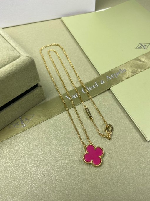 Van Clerk Arpel Necklace VCA Four-leaf Crop Medium Red Sea Necklace Platinum Gold Rose Gold - 图片 4