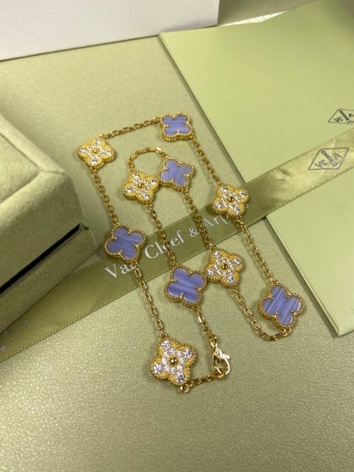 Van Clerk Arpel Necklace VCA Ten Flower Violet Diamond Necklace Platinum Gold Rose Gold - 图片 5