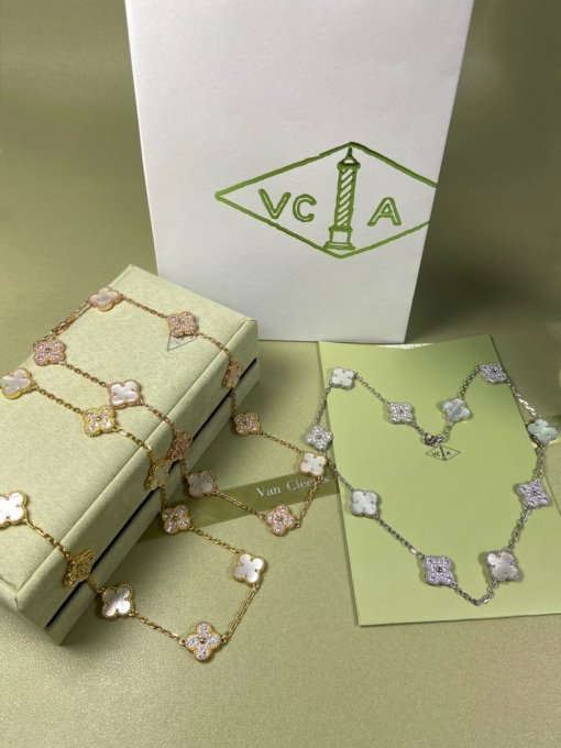 Van Clerk Arpel Necklace VCA Ten-flowered White Fritillar Diamond Necklace Platinum Gold Rose Gold - 图片 8