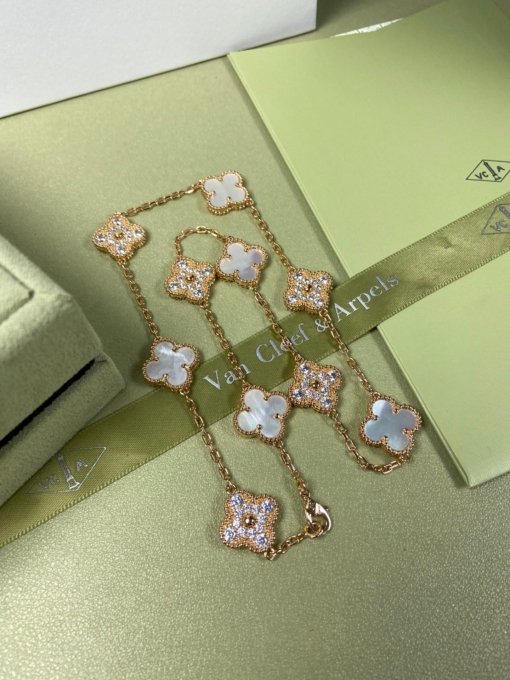 Van Clerk Arpel Necklace VCA Ten-flowered White Fritillar Diamond Necklace Platinum Gold Rose Gold - 图片 7