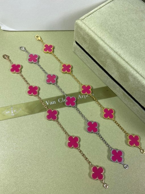 Van Clerk Arpel Bracelet VCA Five-flowered Red Shell Bracelet Platinum Gold Rose Gold