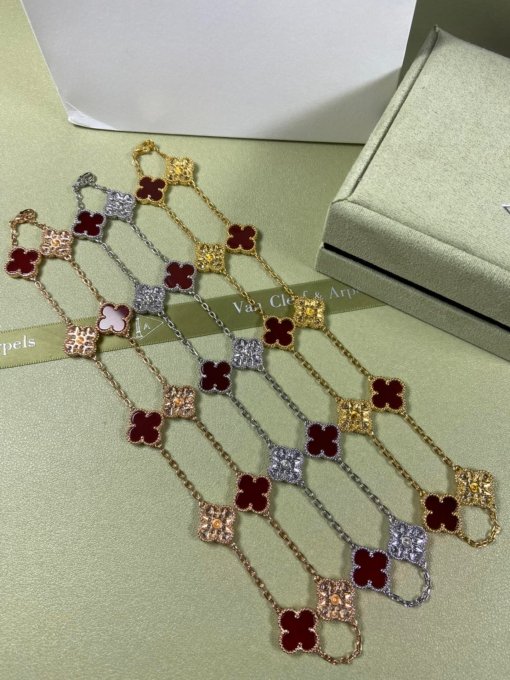 Van Clerk Arpel Necklace VCA Ten Flowers Rose Diamond Necklace Platinum Gold Rose Gold - 图片 4