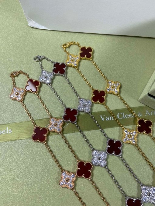 Van Clerk Arpel Necklace VCA Ten Flowers Rose Diamond Necklace Platinum Gold Rose Gold - 图片 2