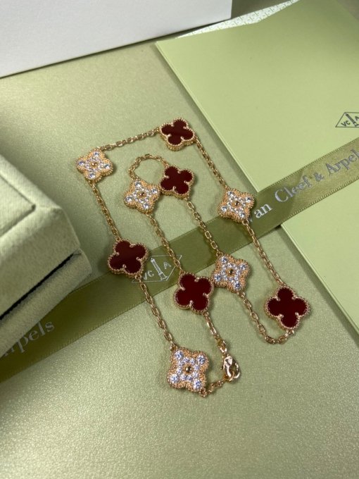 Van Clerk Arpel Necklace VCA Ten Flowers Rose Diamond Necklace Platinum Gold Rose Gold - 图片 7