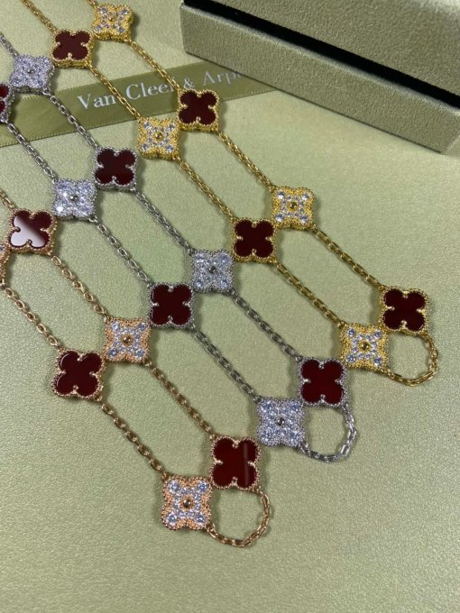 Van Clerk Arpel Necklace VCA Ten Flowers Rose Diamond Necklace Platinum Gold Rose Gold - 图片 3