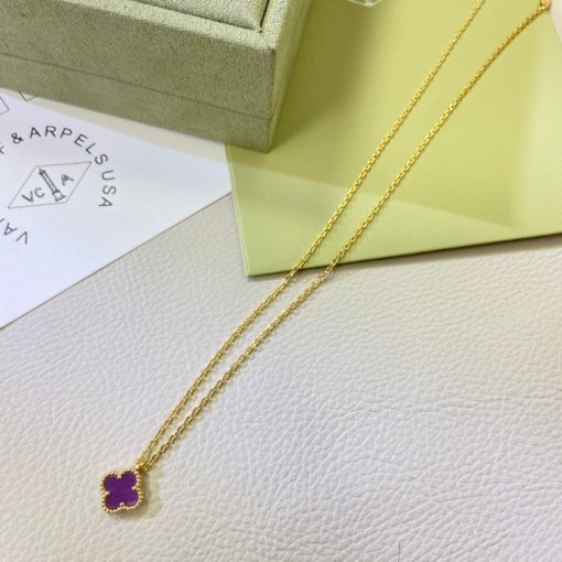 Van Clerk Arpel Necklace New Mini Violet Four-Leaf Crocodile Necklace - 图片 2