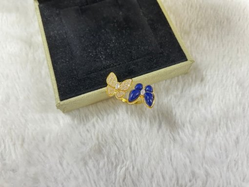 VCA Van Clerk Arpels Butterfly Lapis Lazuli White Diamond Ring White Gold Rose Gold - Image 2