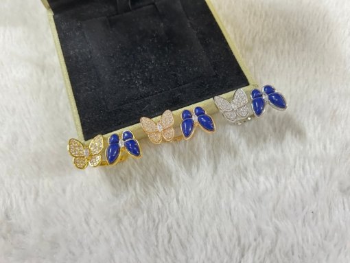 VCA Van Clerk Arpels Butterfly Lapis Lazuli White Diamond Ring White Gold Rose Gold