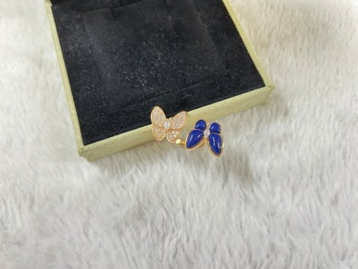VCA Van Clerk Arpels Butterfly Lapis Lazuli White Diamond Ring White Gold Rose Gold - Image 3