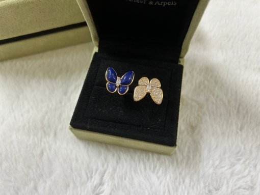 VCA Van Clerk Arpels Butterfly Lapis Lazuli White Diamond Ring White Gold Rose Gold - Image 7