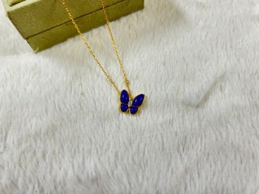 VCA Van Clerk Arpels Butterfly Lapis Lazuli Necklace Platinum Rose Gold Gold - 图片 2